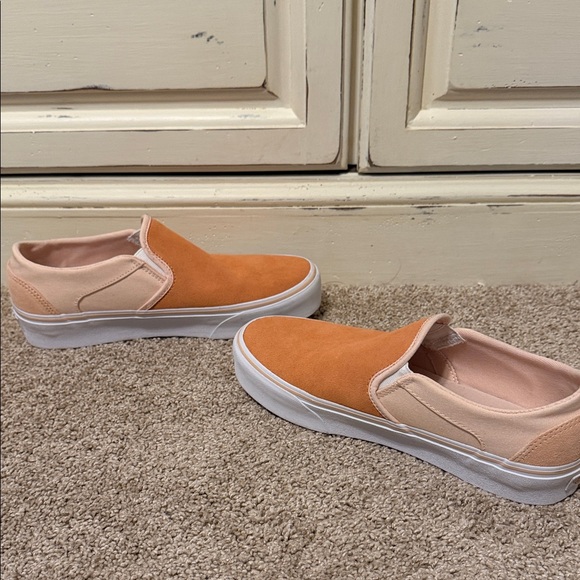 Vans Asher Platform Peach Color Block Slip-On Shoes - Picture 4 of 9